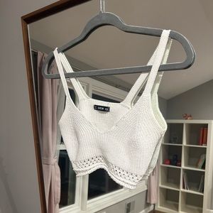 Cute white knitted crop top